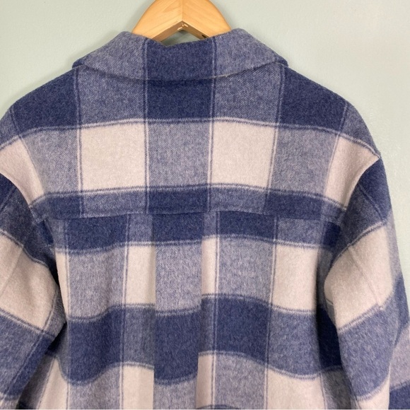 Rails Jaro Buffalo Plaid Wool Blend Coat Button Up‎ Sz L Blue White - Picture 7 of 7